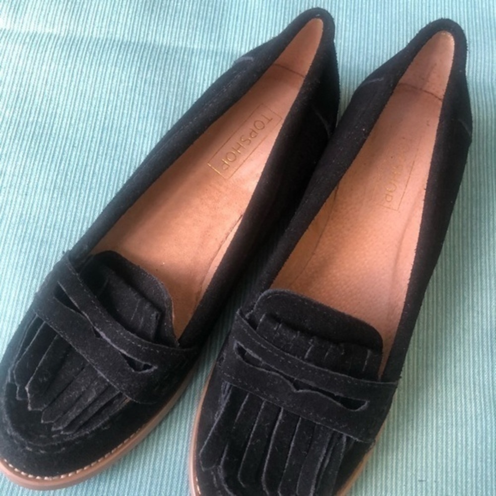 Topshop shoes black velvet loafer size 6 - Picture 4 of 9